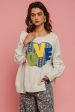 Love You More Heart Patch Slit French Terry Sweatshirt For Discount