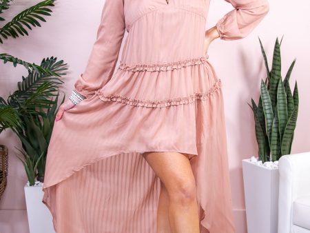 Island Oasis Dusty Peach Solid High-Low Dress - D5153DPE Sale