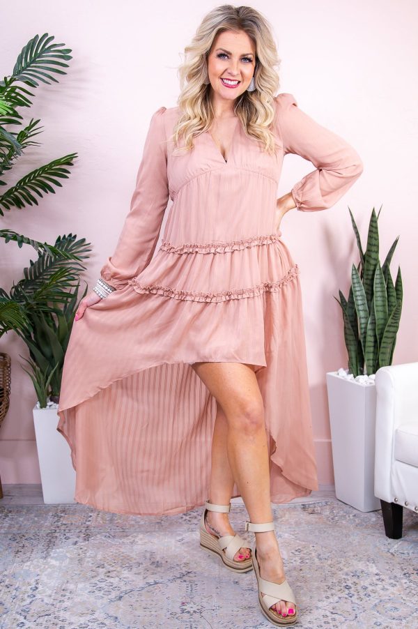 Island Oasis Dusty Peach Solid High-Low Dress - D5153DPE Sale