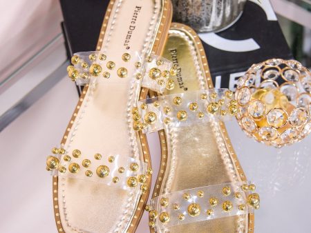 Flawless Appeal Gold Clear Studded Slip-On Sandals - SHO2591GD Supply