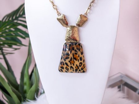 Gold Printed Pendant Statement Necklace - NEK4229GO Fashion