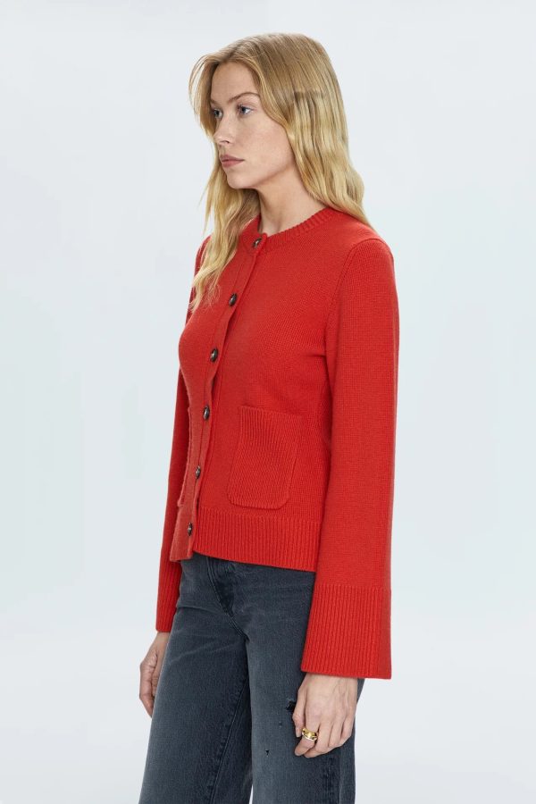 PISTOLA - DANI CINCHED WAIST CARDIGAN ROUGE Online now