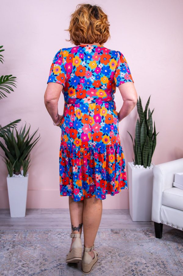 Living In Abundance Blue Multi Color Floral Dress - D5445BL Online