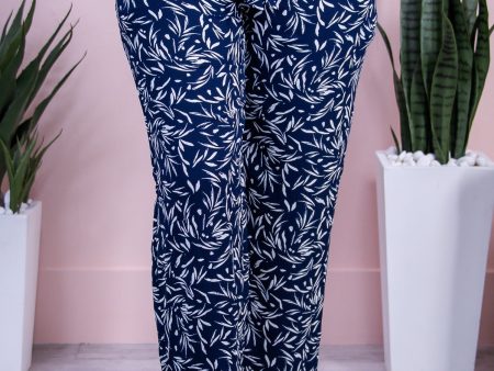 Watch And Learn Navy Ivory Printed Front Tie Pants - PNT1656NV Sale