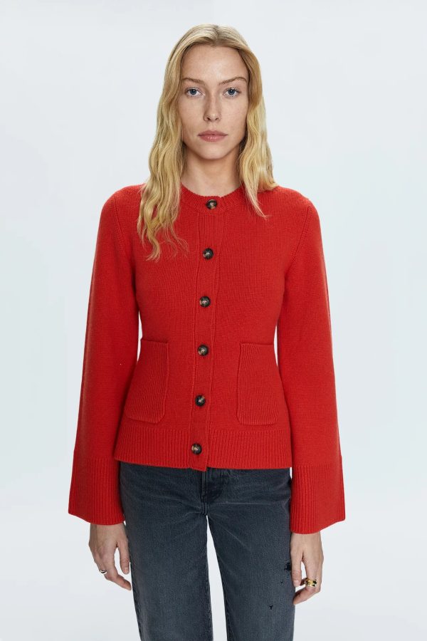 PISTOLA - DANI CINCHED WAIST CARDIGAN ROUGE Online now