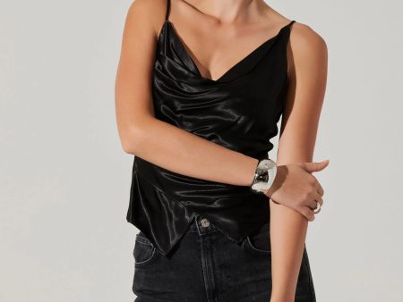 ASTR THE LABEL - ALITHEA DRAPED SATIN TOP BLACK Online Sale