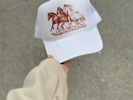 NFM - WILD HORSES TRUCKER HAT WHITE Fashion