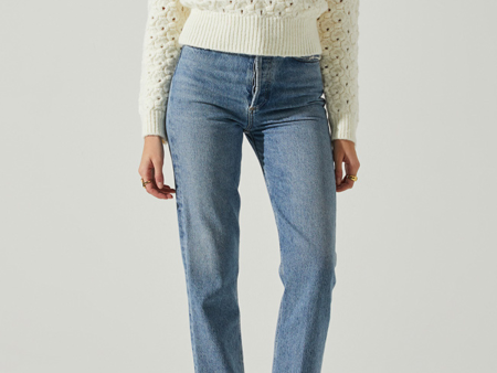 ASTR THE LABEL - BIANCA V NECK POINTELLE SWEATER Sale