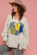 Love You More Heart Patch Slit French Terry Sweatshirt For Discount