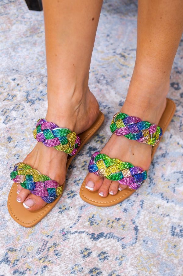 Walk By Faith Multi Color Bling Braided Sandals - SHO2550MU Hot on Sale