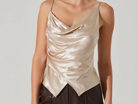 ASTR THE LABEL - ALITHEA DRAPED TOP CHAMPAGNE For Cheap