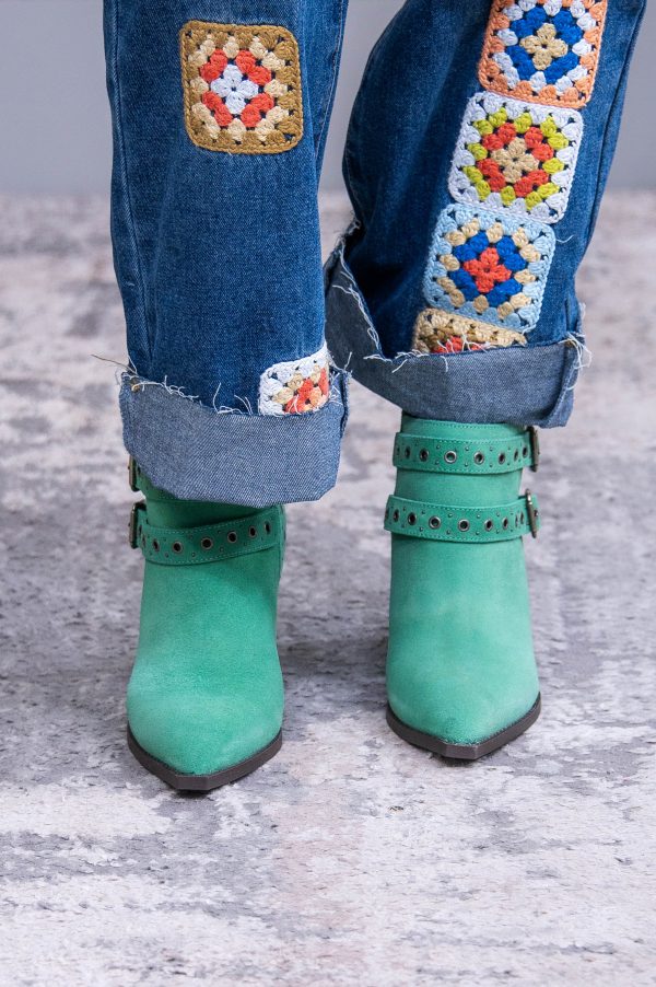 Elsa Leather Ankle Boot in Teal Sale