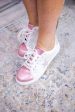 Sole Searching Light Pink Off White Metallic Star Sneakers - SHO2610LPK For Cheap