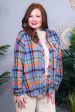 The Seasons Are Changing Orange Plaid Print Loose Vintage Top For Cheap