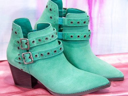 Elsa Leather Ankle Boot in Teal Sale