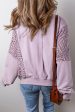 Feeling Good About Myself Orchid Knit Crochet Seam Ribbed Trim Sweatshirt Top Sale