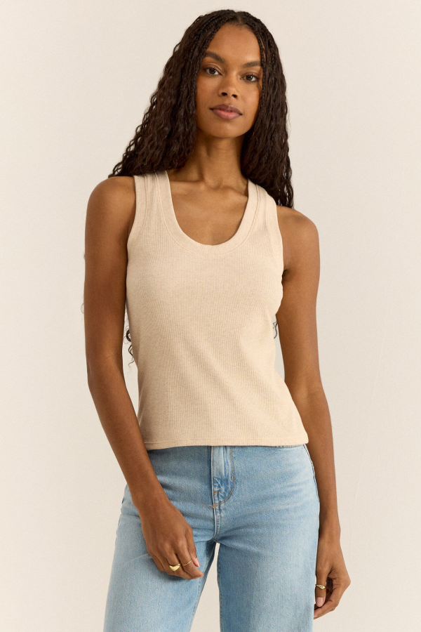 Z SUPPLY - SIRENA RIB TANK LIGHT OATMEAL HEATHER For Discount