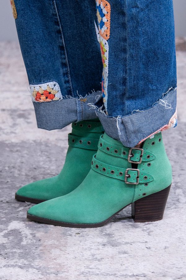 Elsa Leather Ankle Boot in Teal Sale