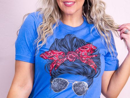 American Woman Heather Columbia Blue Graphic Tee - A3272HCB Sale