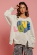 Love You More Heart Patch Slit French Terry Sweatshirt For Discount