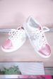 Sole Searching Light Pink Off White Metallic Star Sneakers - SHO2610LPK For Cheap