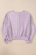 Feeling Good About Myself Orchid Knit Crochet Seam Ribbed Trim Sweatshirt Top Sale