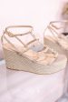 A Date With Destiny Nude Gold Studded Espadrille Wedge Sandals - SHO2541NU Fashion