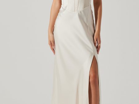 ASTR THE LABEL - CANNES SATIN BUSTIER MAXI DRESS CHAMPAGNE Hot on Sale