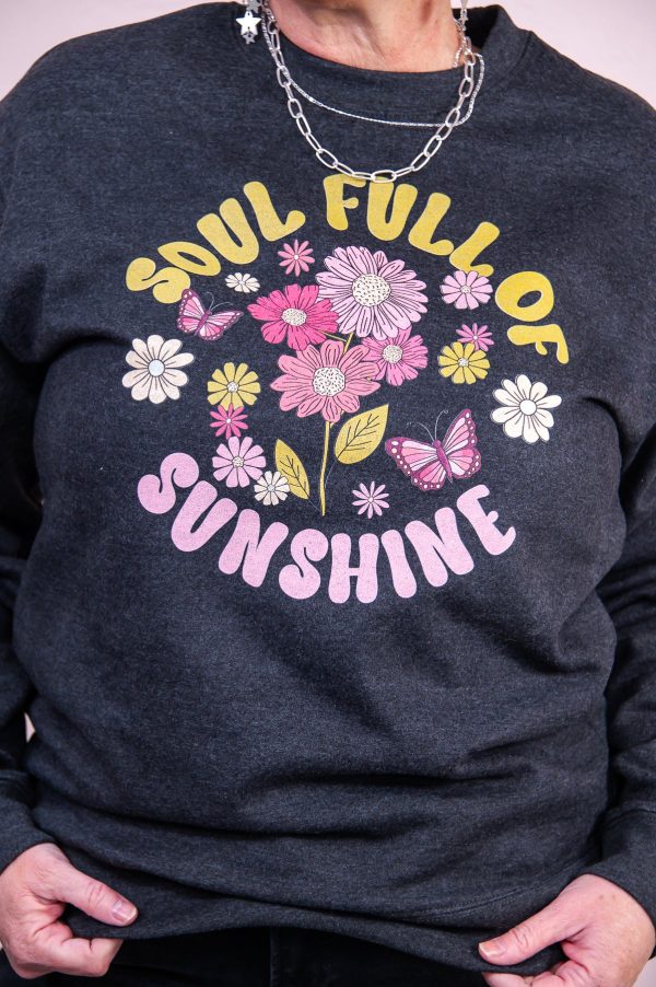 Soul Full Of Sunshine Charcoal Floral Graphic Sweatshirt - A3215CH Online