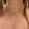 MAC & RY JEWELRY - GOLD FILLED BEADED CZ MOON NECKLACE Discount