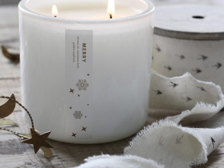 AURA CANDLES - MERRY WHITE GLASS 2 WICK Hot on Sale