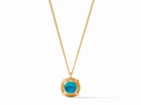 [Julie Vos] Cabochon Solitaire Necklace-Gold-London Blue For Sale