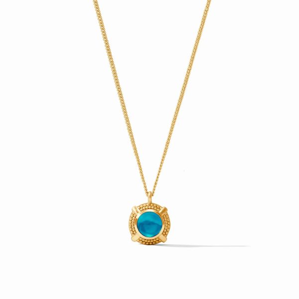 [Julie Vos] Cabochon Solitaire Necklace-Gold-London Blue For Sale