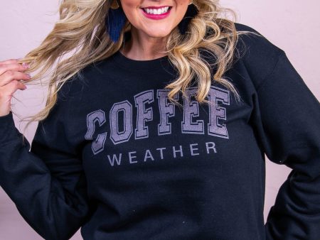 Coffee Weather Black Graphic Sweatshirt - A3549BK Discount