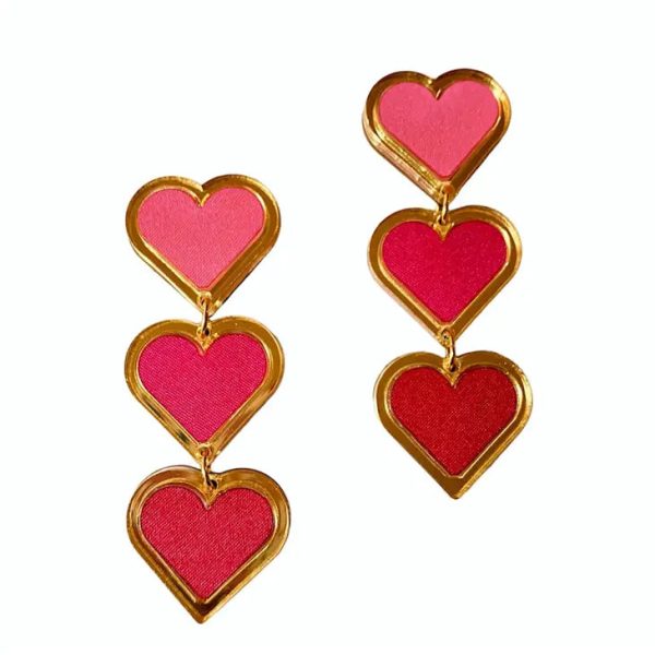 Pink To Red Stain Heart Dangles Online Hot Sale