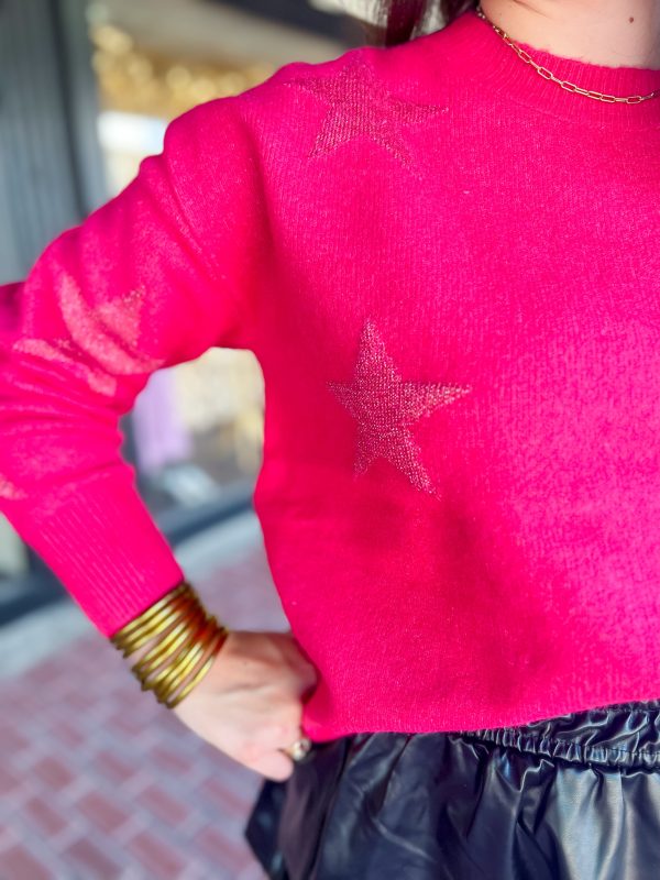 Berry Pink Star Sweater For Discount