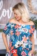 Fresh From The Tropics Navy Multi Color Floral Off The Shoulder Top - T7112NV Online Hot Sale