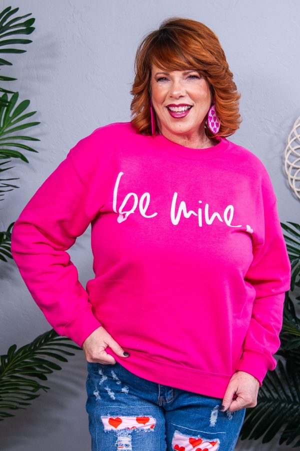 Be Mine Cyber Pink Heliconia Graphic Sweatshirt - A3889HE Hot on Sale