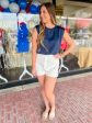 Annalise Bubble Muscle Tank-Navy Cheap