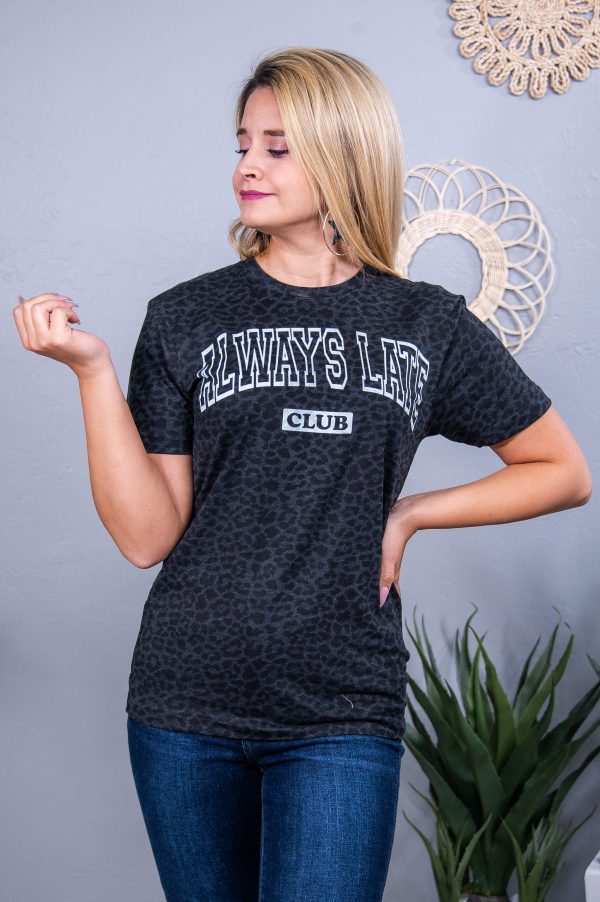 Always Late Club Black Graphic Tee - A3647BLE Fashion