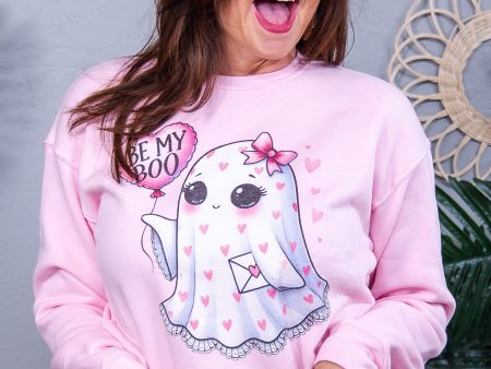 Be My Boo Pink Graphic Sweatshirt - A3920PK Online Sale