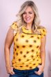 Bring On The Sun Yellow Sunflower Bleach Splatter Top - T9796YE Hot on Sale