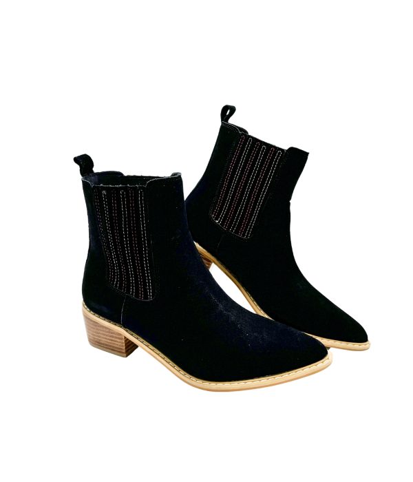 Leonor Suede Ankle Boot in Black Discount