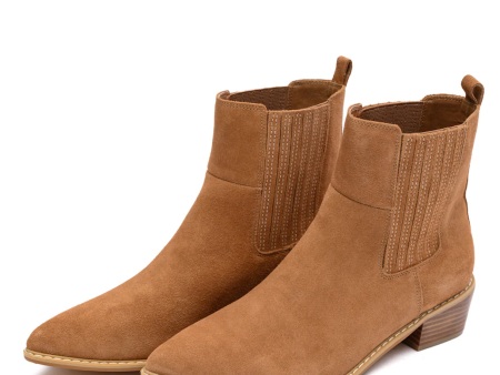 Leonor Suede Ankle Boot in Tan Online Sale