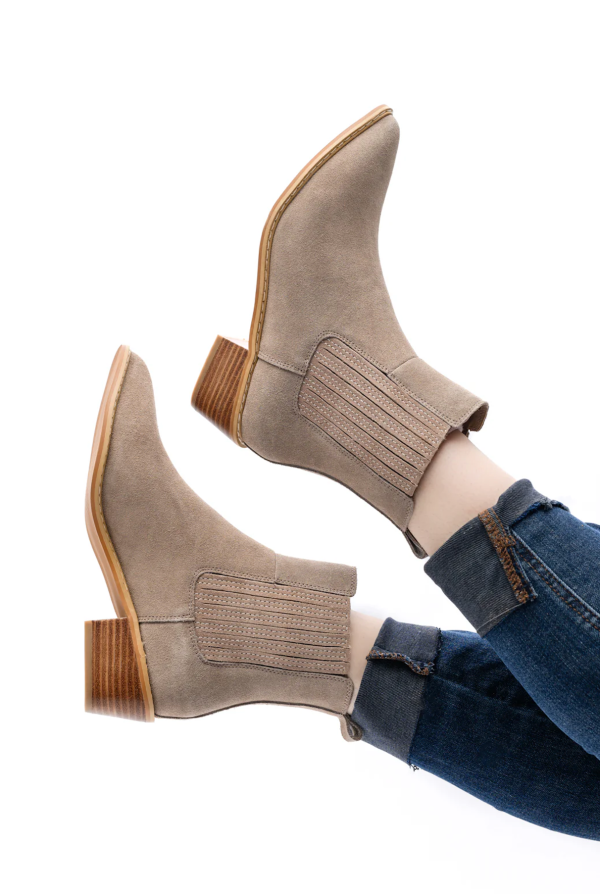 Leonor Suede Ankle Boot in Taupe on Sale