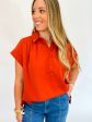 Cinnamon Collared Button Up Top For Cheap