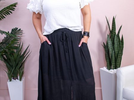 Salt In The Air Black Solid Skirt - E1135BK Online