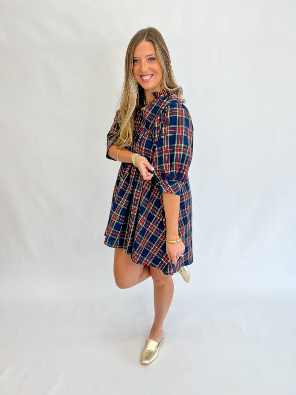 [Entro] Merry Everything Plaid Dress-Navy Online Hot Sale