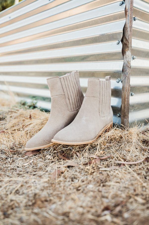 Leonor Suede Ankle Boot in Taupe on Sale