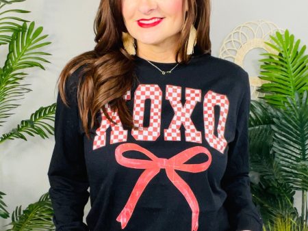 XOXO Black Printed Long Sleeve Graphic Tee - A3910BK Online now